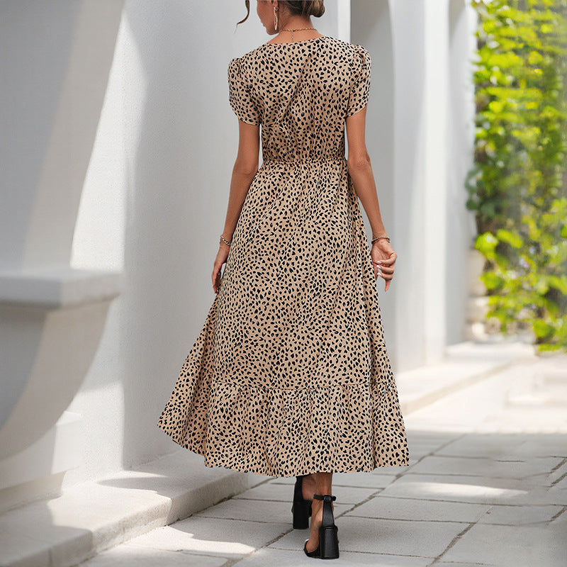 Damen Midi-Kleid Rüschendetails V-Ausschnitt Elegant Norvielle
