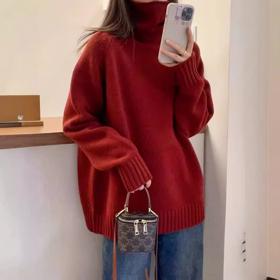 Damen Grobstrickpullover Stehkragen Seitenschlitzen Norvielle - Norvielle