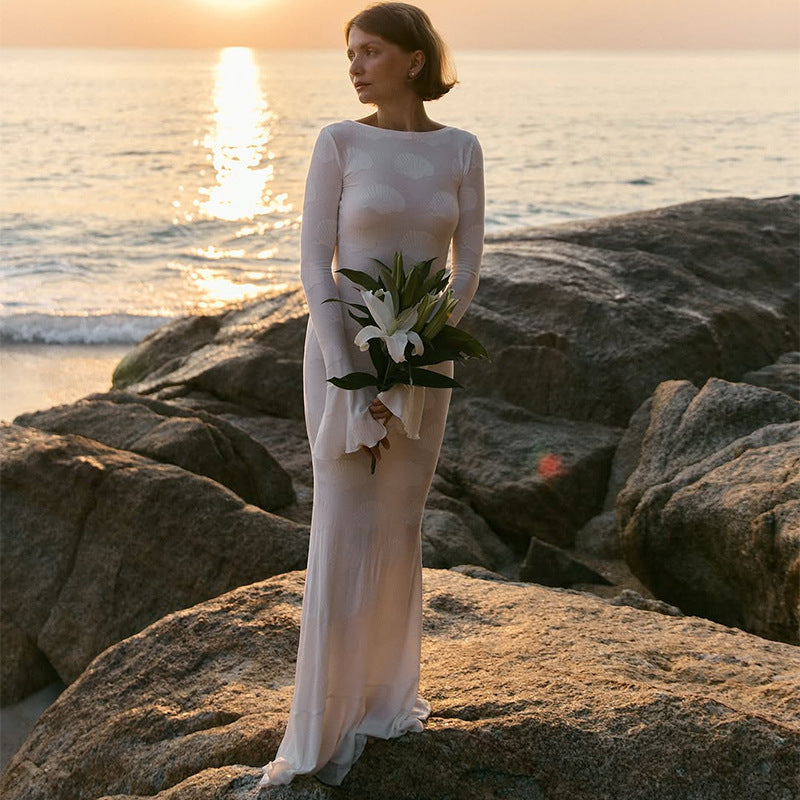 Damen Maxikleid Elegantes Flügelärmel-Design Norvielle