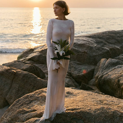 Damen Maxikleid Elegantes Flügelärmel-Design Norvielle