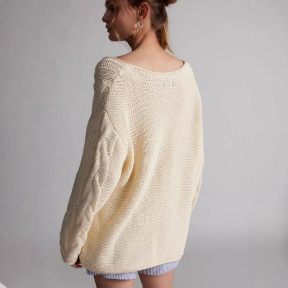Damen Strickpullover Weites Zopfmuster Norvielle