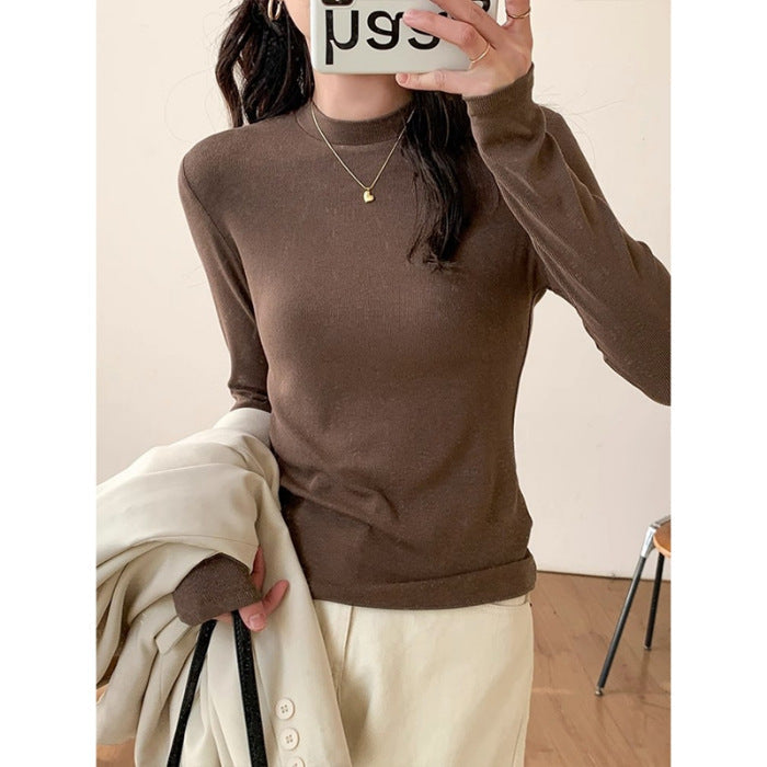 Damen Langarmshirt Höherer Stehkragen Norvielle