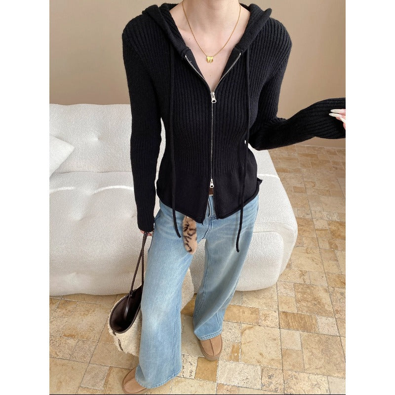 Damen Strickjacke mit Kapuze und Reißverschluss Norvielle - Norvielle