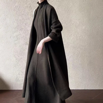 Damen Strickkleid Stehkragen Dekorative Ärmel Norvielle