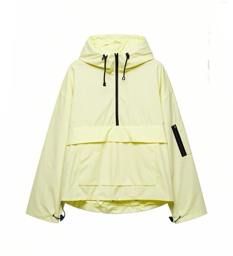 Damen Windjacke Verstellbares Kapuzenjacke Funktionsjacke Mit