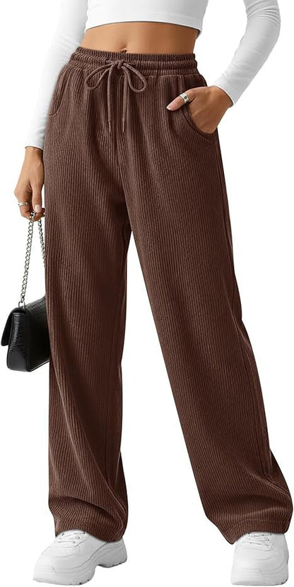Damen Rippstrick-Hose Breit Kordelzug Norvielle