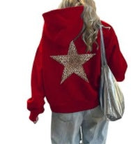 Damen Kapuzenpullover Leopardenstern-Design Norvielle