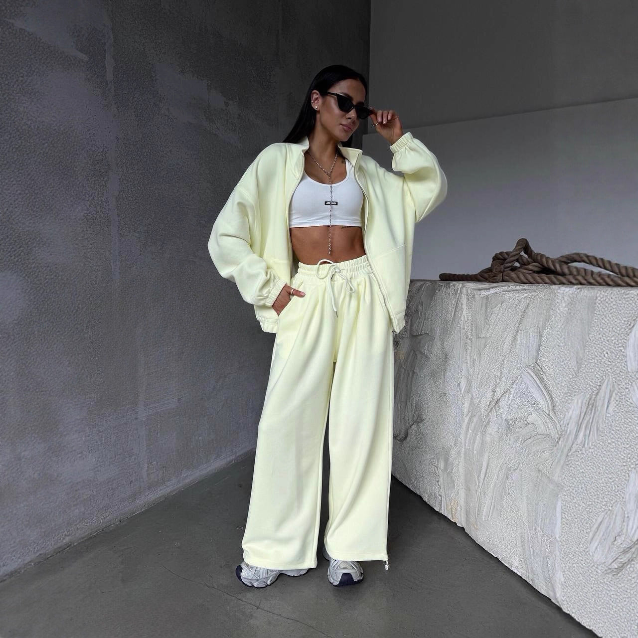 Damen Kapuzenanzug Oversized Elastischer Bund