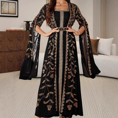 Damen Kaftan-Kleid mit Stickereien Fließender Schnitt Norvielle