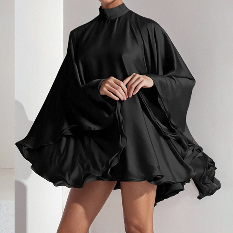 Damen Minikleid Hochgeschlossen Fließendes Design Norvielle - Norvielle