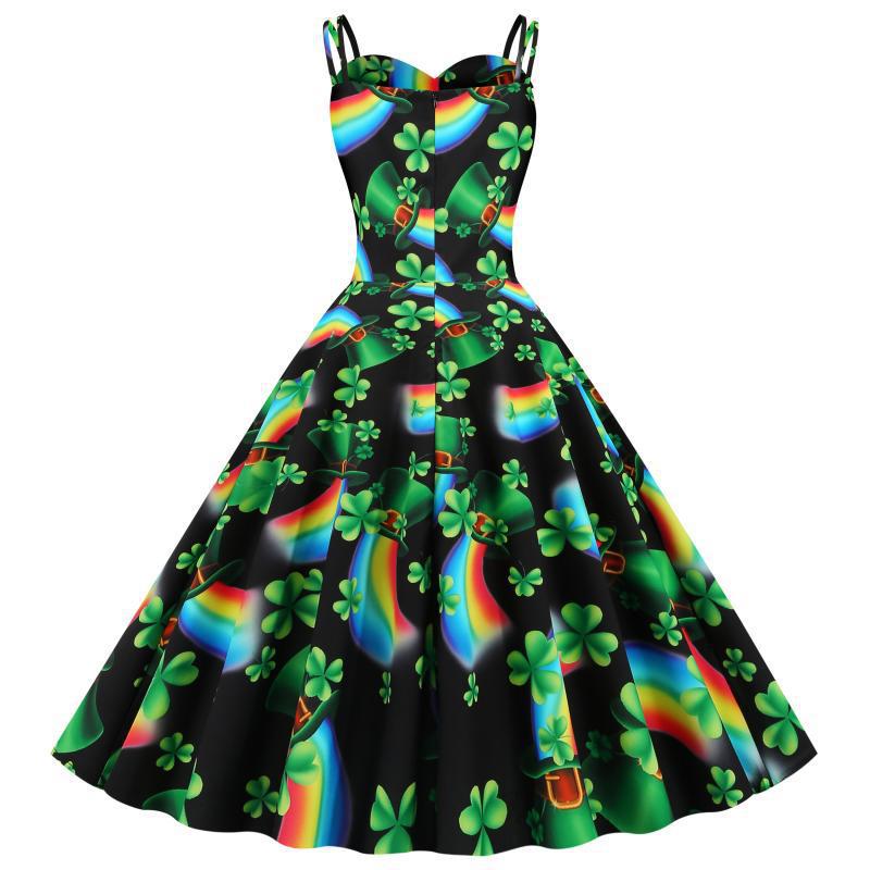 Damen A-Linien Kleid Leuchtendes Motiv Norvielle