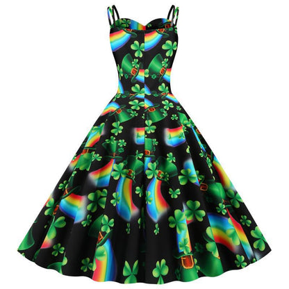 Damen A-Linien Kleid Leuchtendes Motiv Norvielle