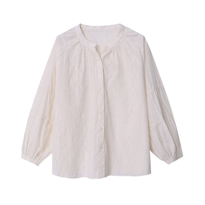 Damen Bluse Puffärmel Feines Stickdesign Norvielle