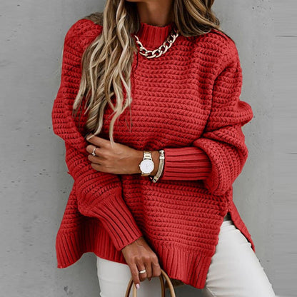Damen Strickpullover Weit Strukturiert Norvielle