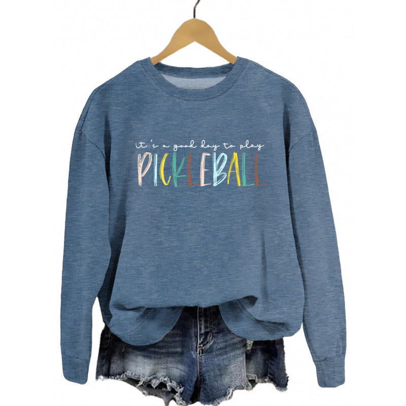 Damen Sweatshirt Bunter Pickleball-Druck Norvielle