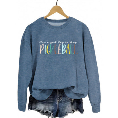 Damen Sweatshirt Bunter Pickleball-Druck Norvielle
