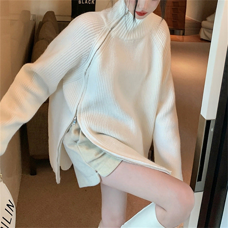 Damen Oversize Strickpullover Stehkragen Norvielle
