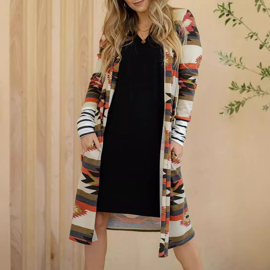 Damen Langarmcardigan Kimono Muster Norvielle