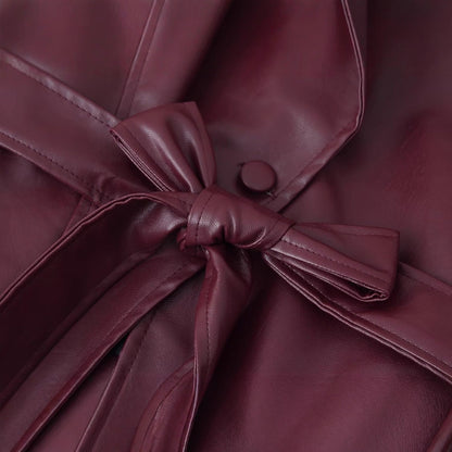 Damen Kunstleder Blazerjacke Tailliert