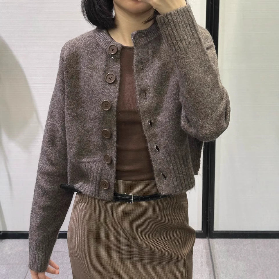 Damen Strickcardigan Kurz Knopfverschluss Norvielle