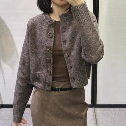 Damen Strickcardigan Kurz Knopfverschluss Norvielle