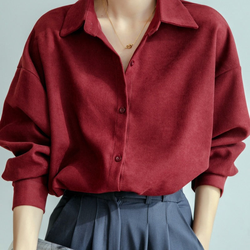 Damen Oversized Bluse Eleganter Kragen Lässiger Schnitt Norvielle