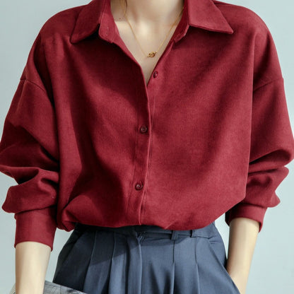 Damen Oversized Bluse Eleganter Kragen Lässiger Schnitt Norvielle