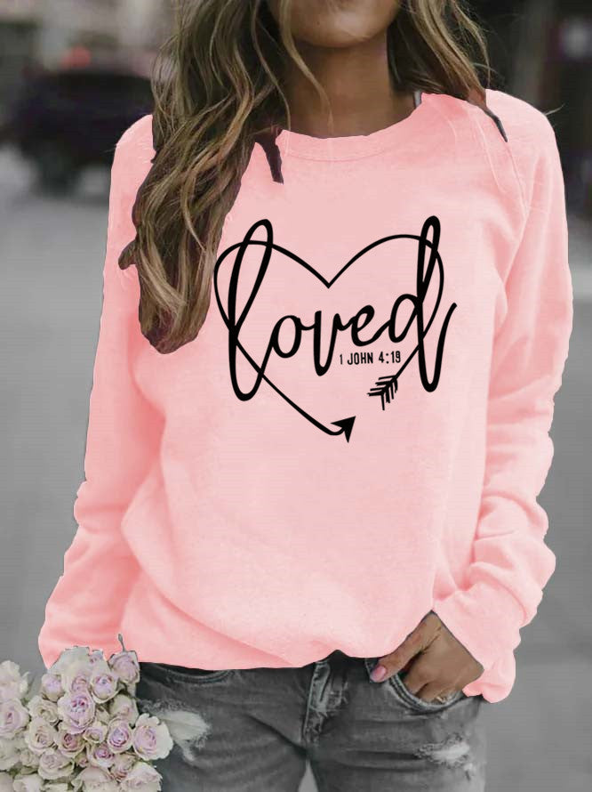 Damen Sweatshirt Herz-Aufdruck Inspirierend Grau