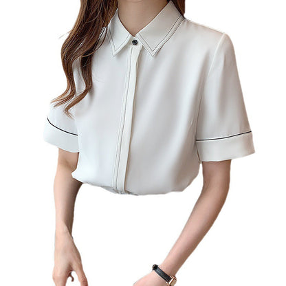 Damen Bluse Kurzarm Klassischer Kragen Elegantes Design