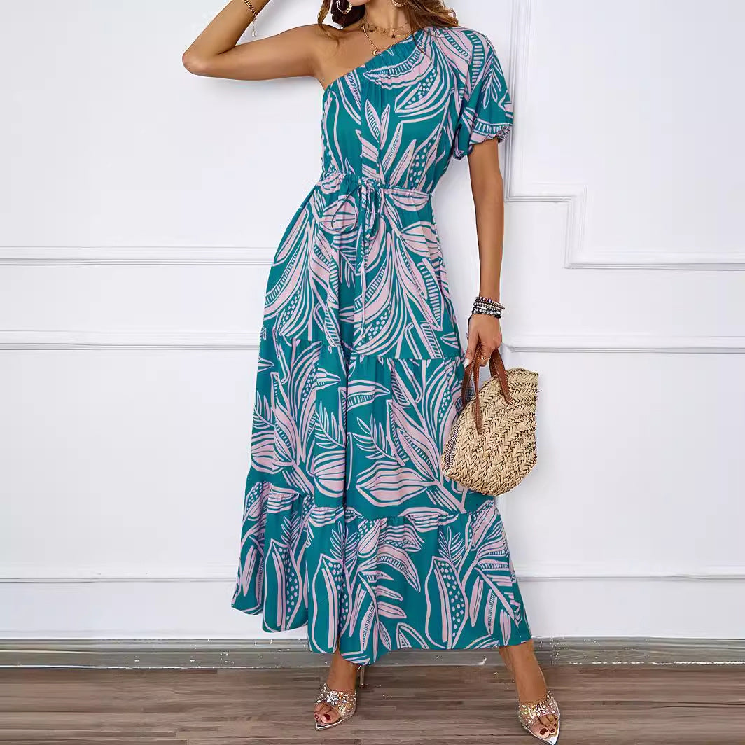 Damen Maxikleid Asymmetrisch Floralmuster Sommer