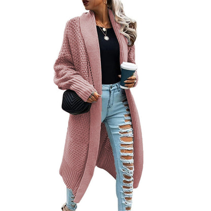 Damen Strickcardigan Grobstrick Elegantes Design Beige Norvielle