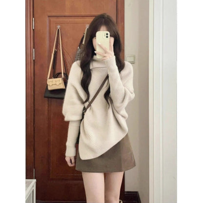 Damen Oversized Pullover Asymmetrischer Saum Norvielle