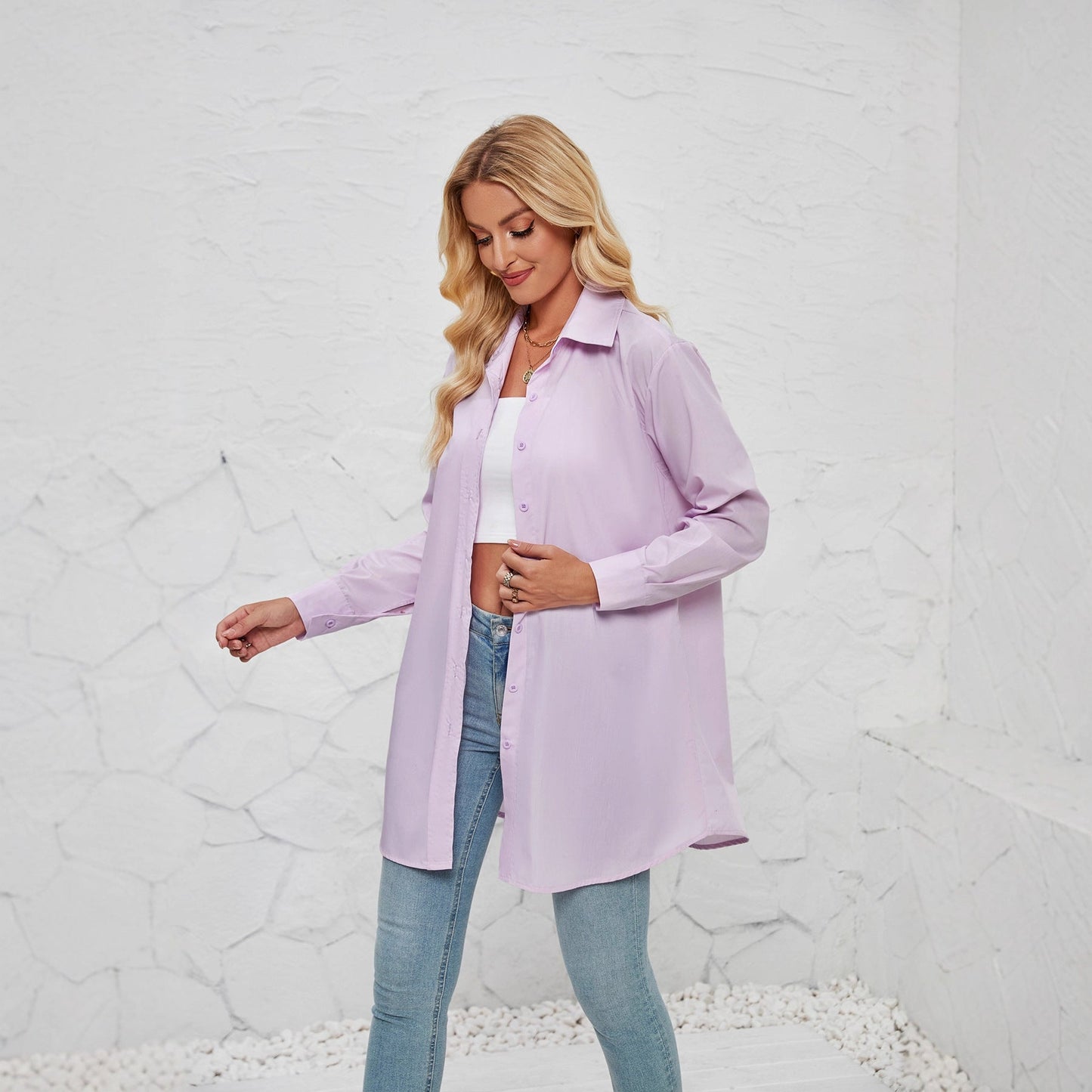 Damen Langarm Blusenhemd moderner Schnitt Elegantes Design