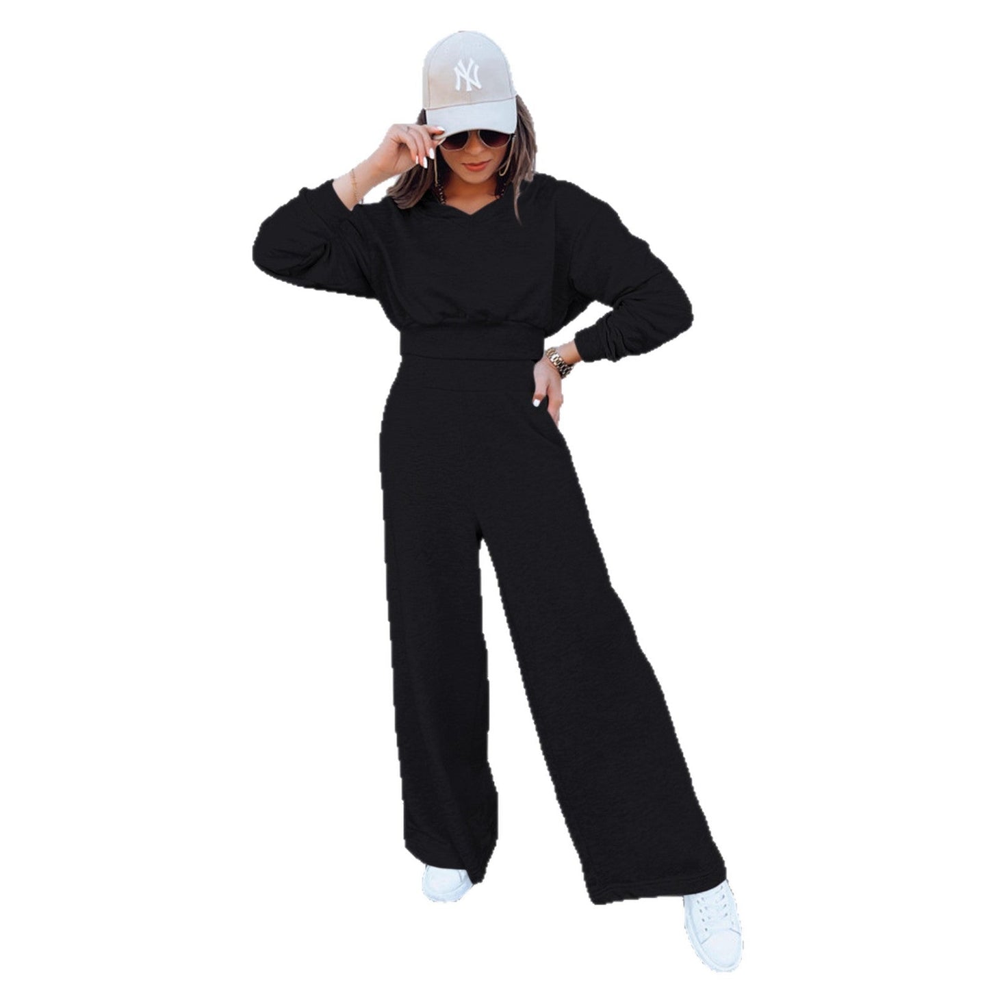 Damen Jumpsuit Weites Bein Kapuze Norvielle