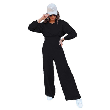 Damen Jumpsuit Weites Bein Kapuze Norvielle