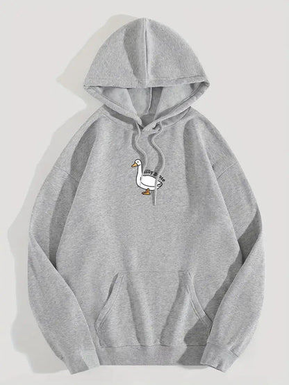 Damen Kapuzenpullover Gänsemotiv Weiches Fleece Innen Norvielle