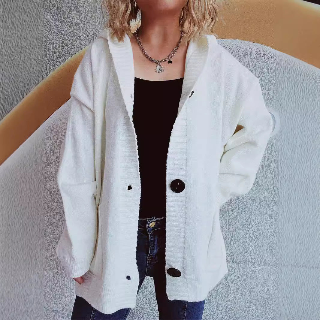 Damen Strickjacke mit Kapuze und Taschen Norvielle