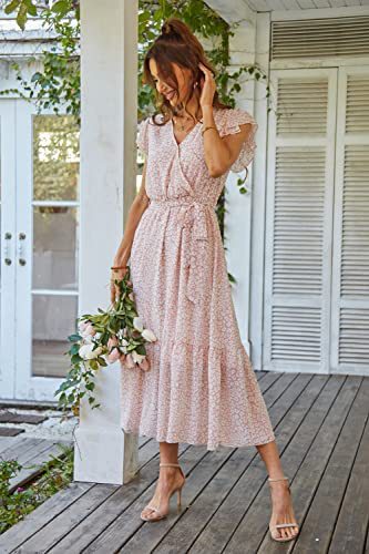 Damen Maxikleid V-Ausschnitt Schwingrock Norvielle
