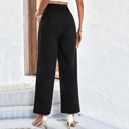 Damen Weite Hochbundhose Schick Bindegürtel Norvielle