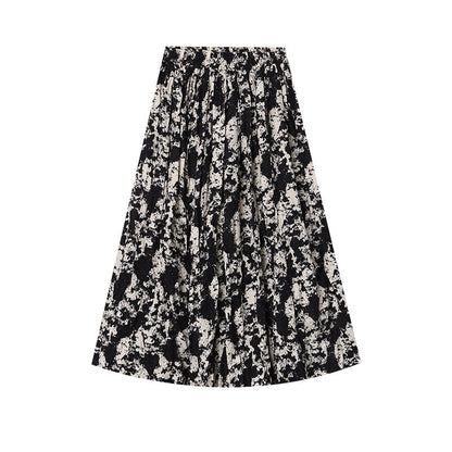 Damen Midirock Florales Muster Faltenwurf