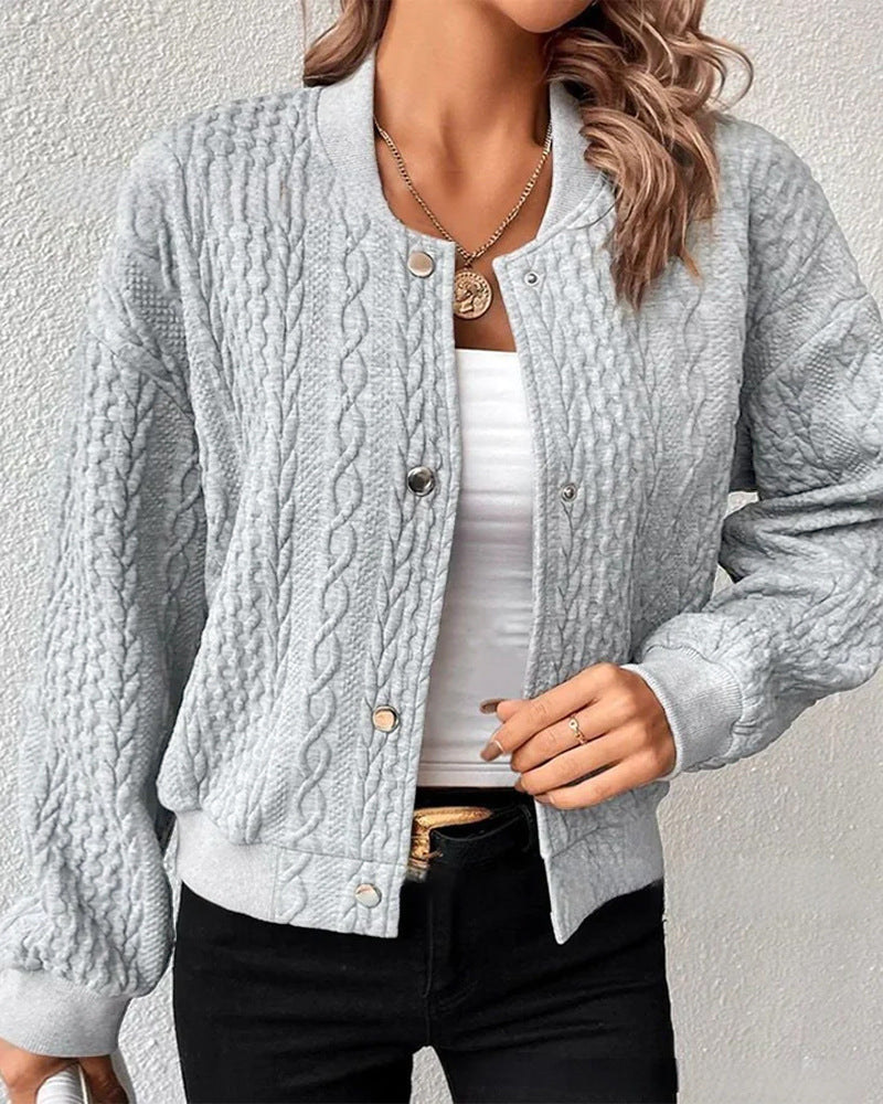 Damen Strickjacke Zopfmuster Strick Norvielle Beige