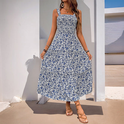 Damen Maxikleid Floralmuster Elastischer Taillengürtel Norvielle