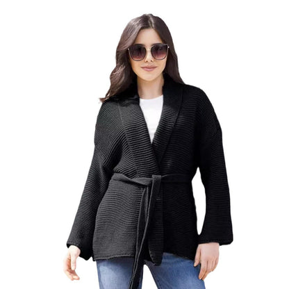 Damen Strickjacke Wickeldesign Baumwolle Beige