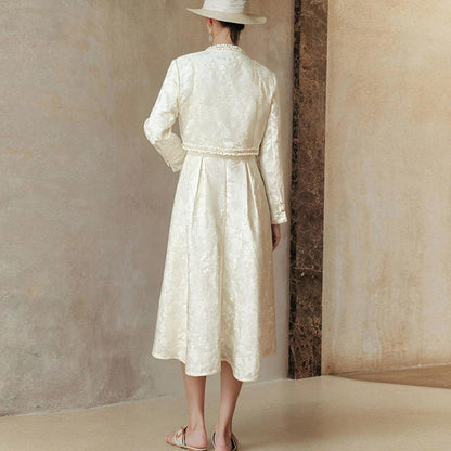 Damen Hochzeitskleid Langärmlig Mit Jacke Weiß