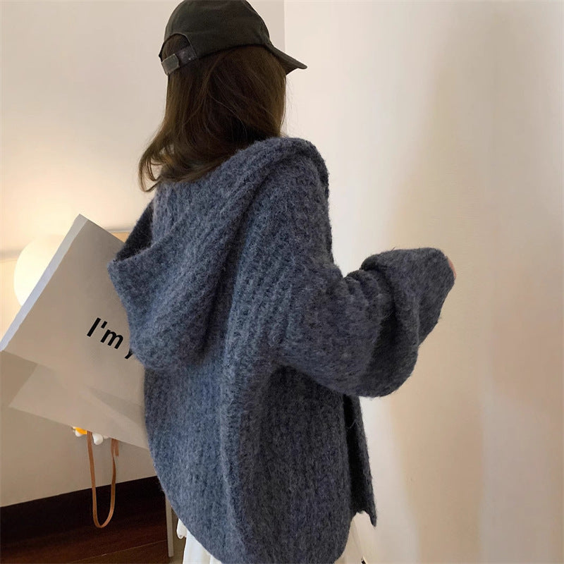 Damen Oversized Hoodie-Cardigan Kuschlig V-Ausschnitt Weit Norvielle