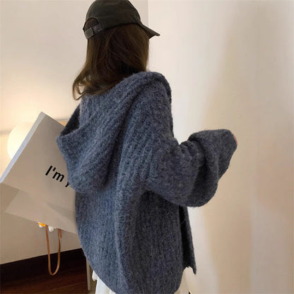 Damen Oversized Hoodie-Cardigan Kuschlig V-Ausschnitt Weit Norvielle