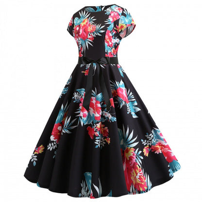 Damen Midikleid Florales Design Tailliert Norvielle