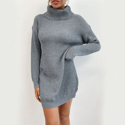 Damen Strickkleid Rollkragen Langärmlig Norvielle - Norvielle