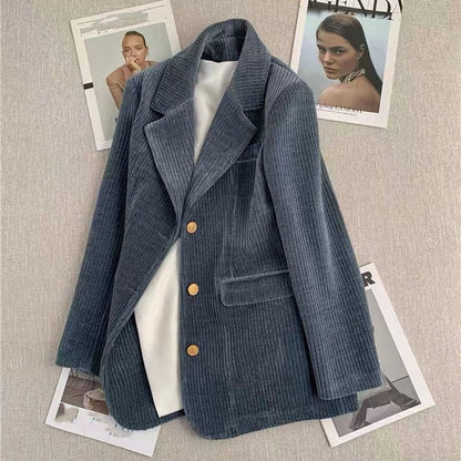 Damen Cordblazer Lässiger Schnitt Beige