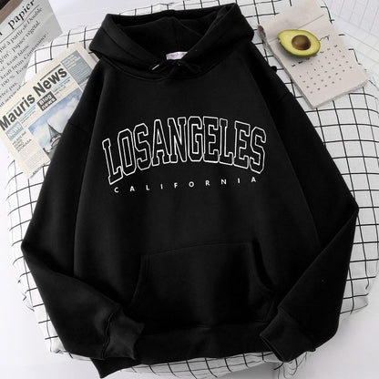 Damen Kapuzenpullover Los Angeles Print Weites Design - Norvielle